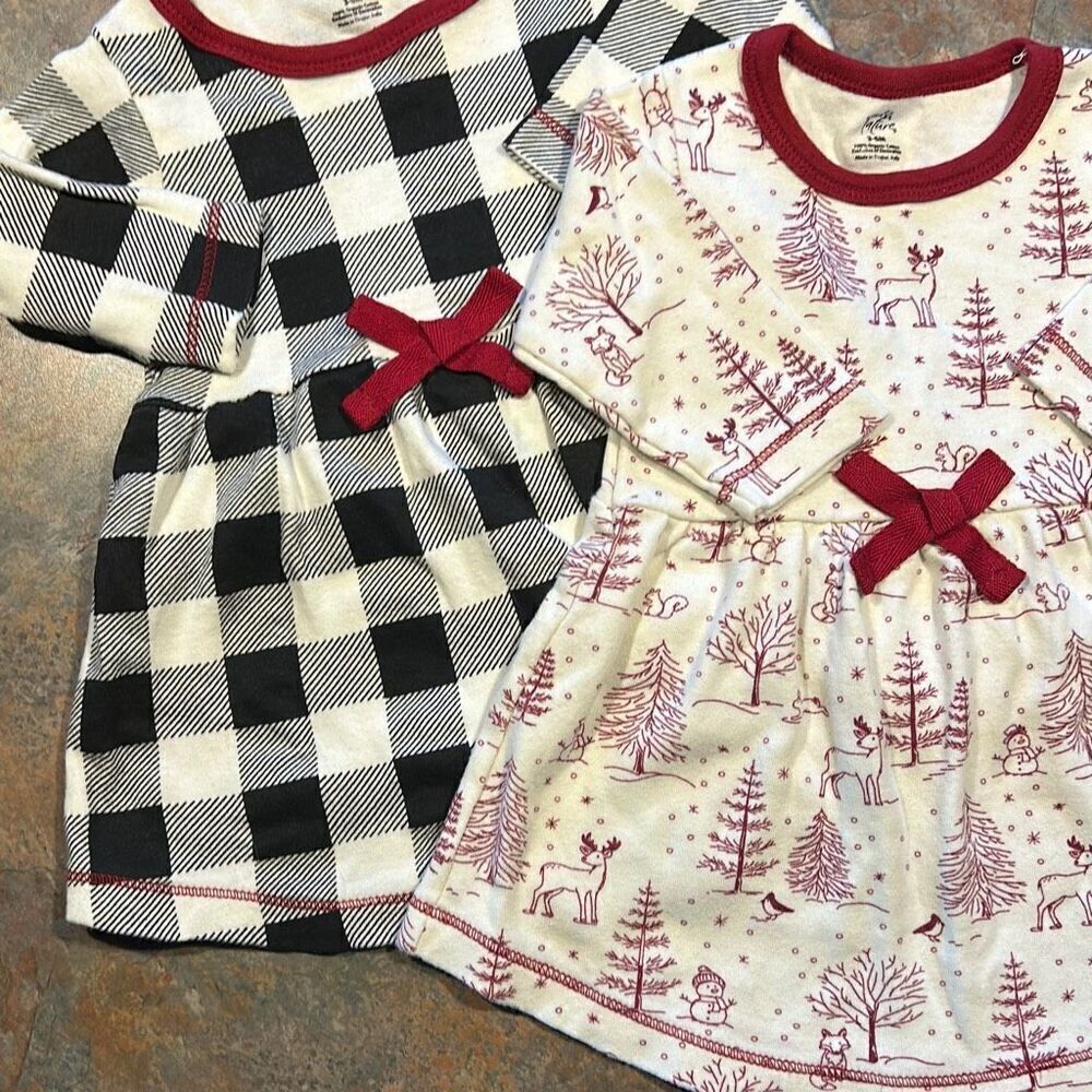 Touched By Nature Organic Cotton 3-6 mo Dresses Set of 2 Winter